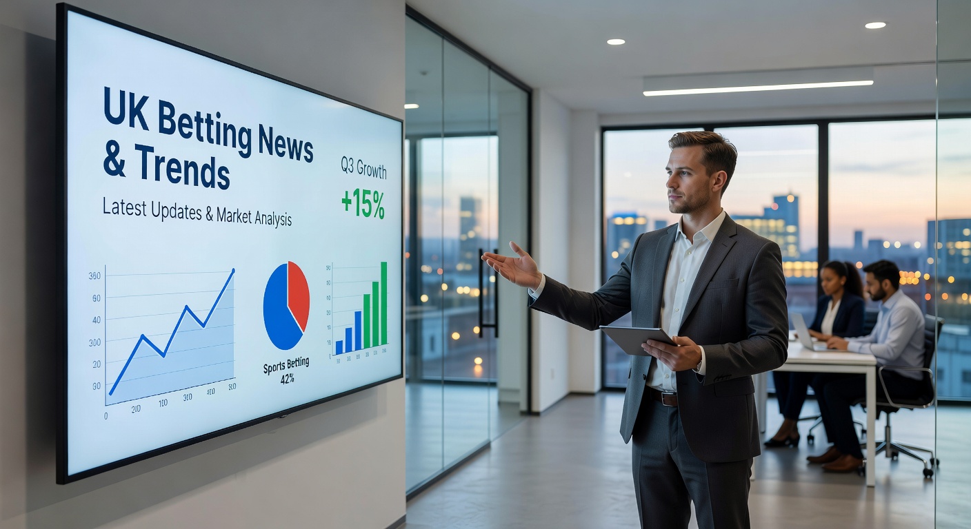Illustration of financial checks and gambling regulation documents on a desk with UK flags and data charts in the background
