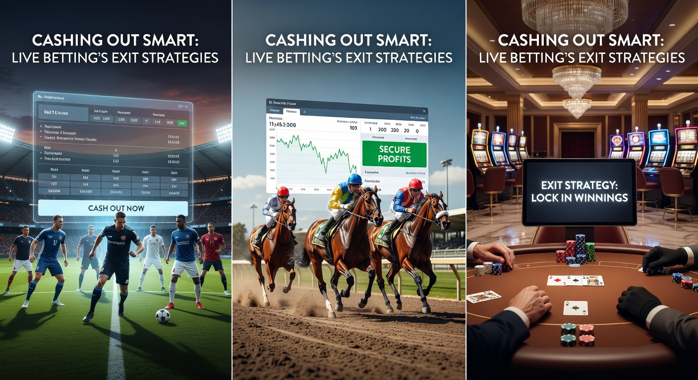 Close-up of a horse racing cash-out interface during a live track event, with overlaid odds fluctuations and a trackside finish line in the background