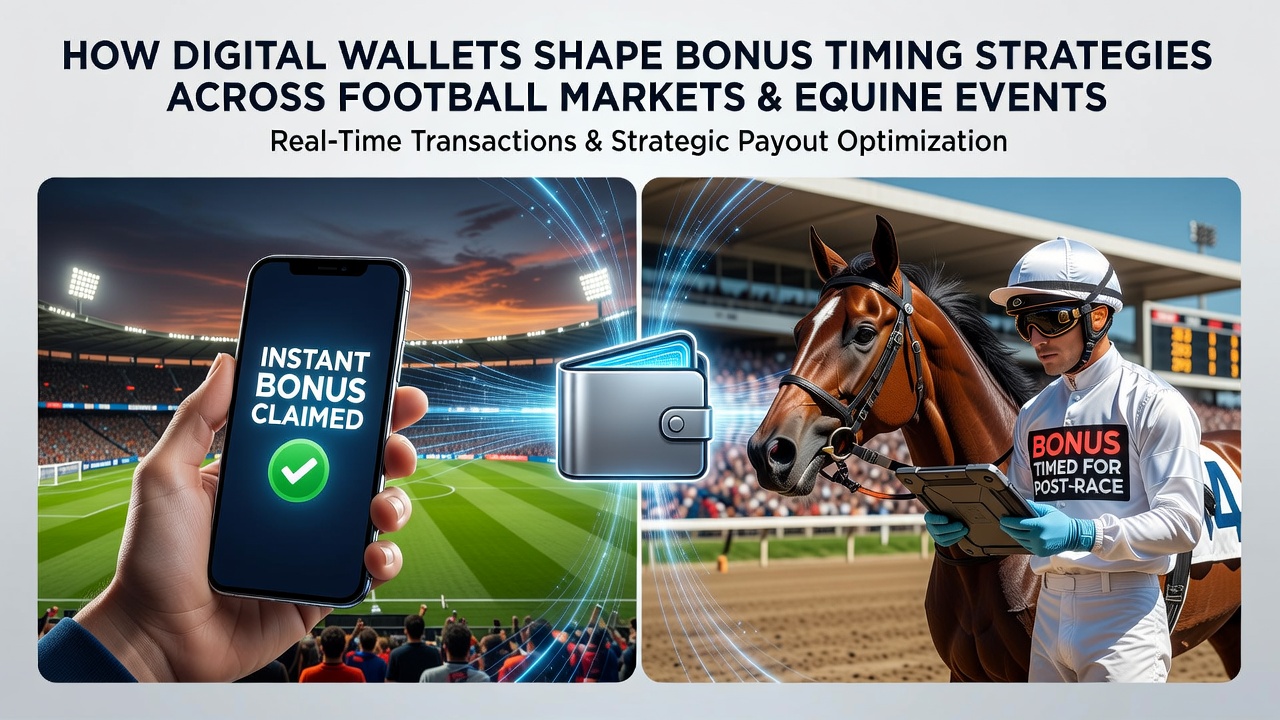 Digital wallet interface displaying instant bonus activation during a live football match and equine race