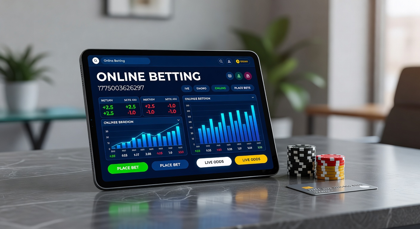 Digital screens displaying vibrant online betting interfaces with live odds and mobile apps in action