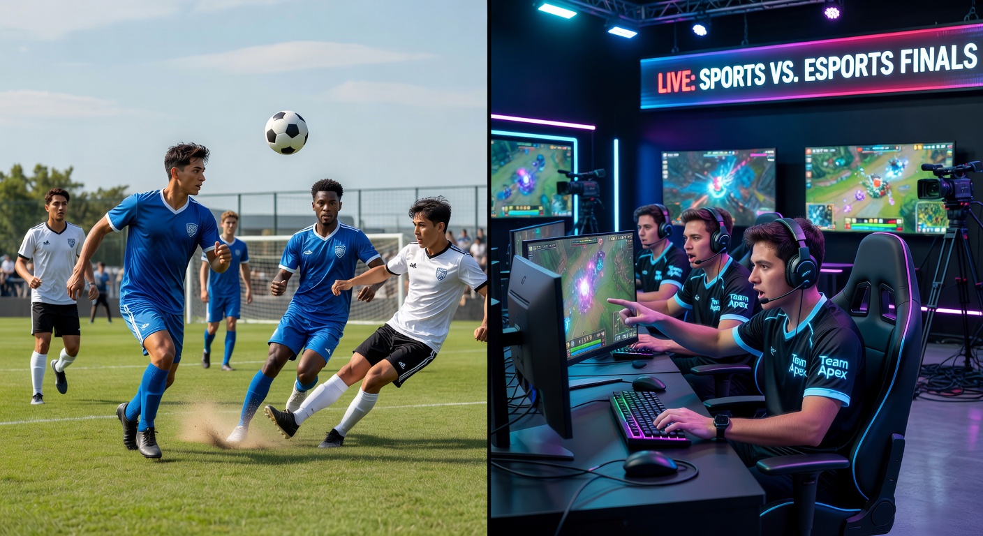 Infographic-style graphic comparing sports betting charts with casino payout wheels, overlaid with stats on player engagement and revenue shares in vibrant blues and golds