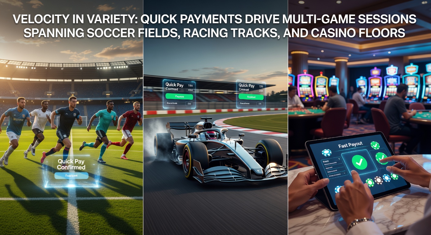 Dynamic split-screen view of a soccer pitch, horse racing track, and casino roulette wheel, with mobile payment icons overlayed for seamless multi-game betting sessions