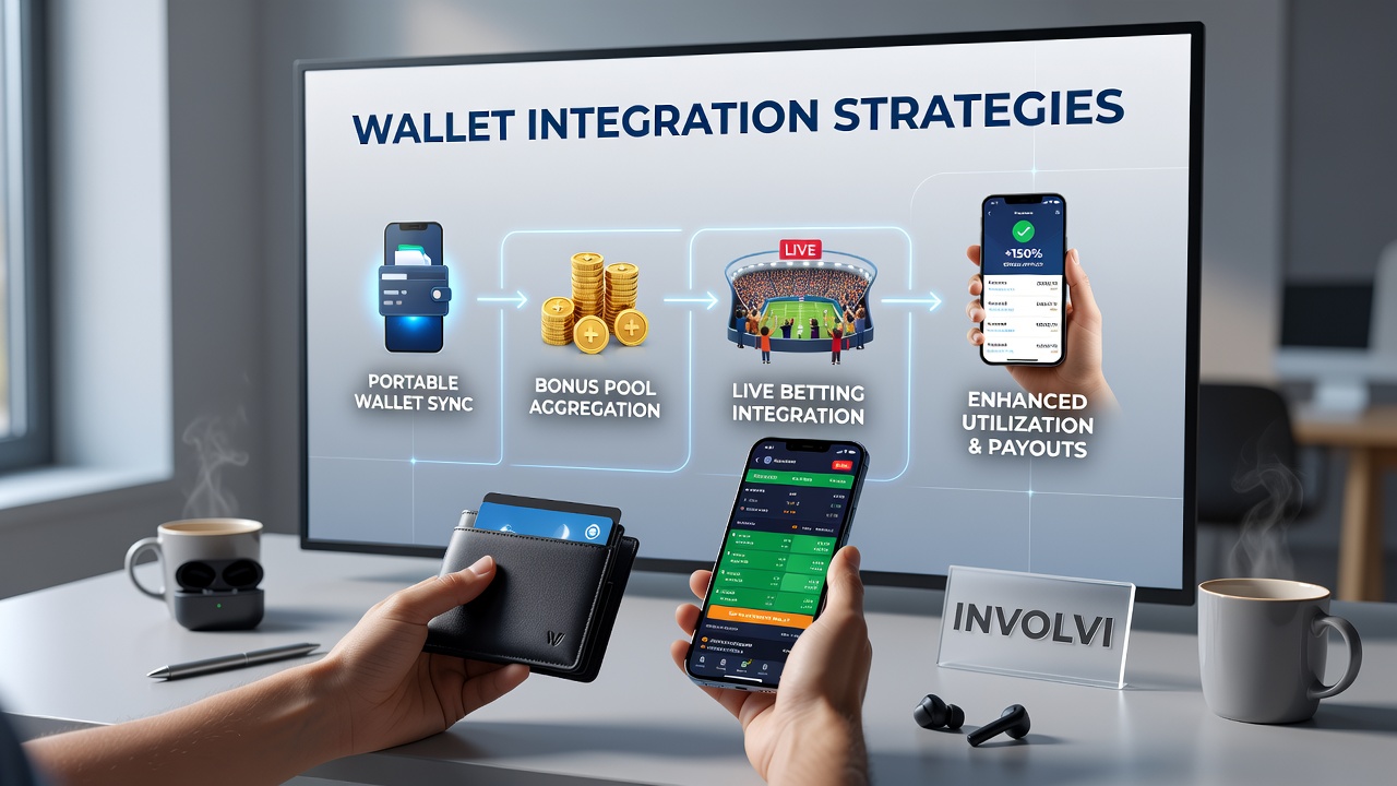 Close-up view of a digital wallet dashboard showing bonus balances and live betting options for different game types on a mobile device