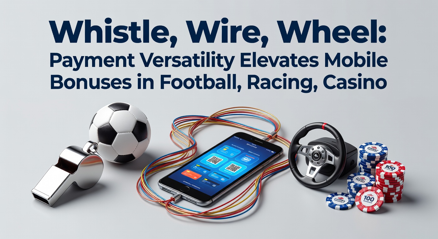 Diverse payment icons including cards, e-wallets, and bank transfers overlayed on football pitch, racetrack, and casino table scenes